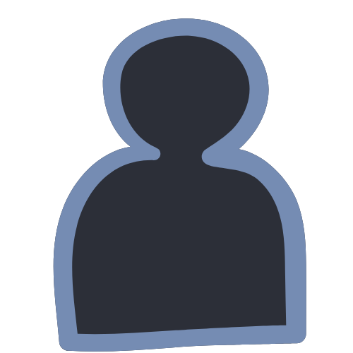 Eine stilisierte Person als Icon in schwarz mit blauer Kontur.